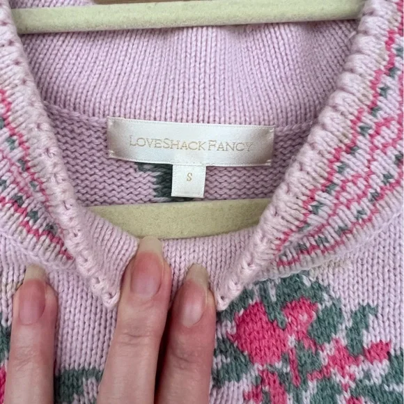 LoveShackFancy Pink and Green Knit Sweater - Picture 4 of 5